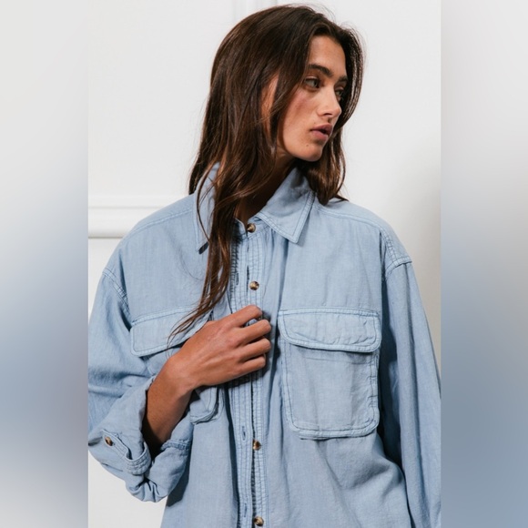 BiBi Button Down Stitch Detail Shirt with Chest Pockets 10010064357 - Picture 4 of 5